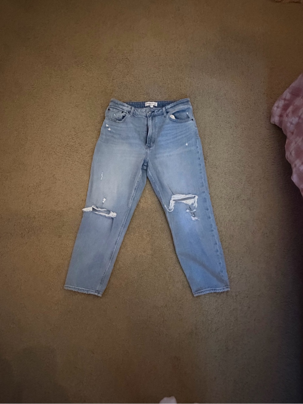 Abercrombie & Fitch Light Blue Ripped Boyfriend Jeans